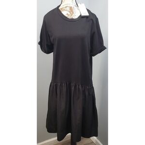 RUTI The Zero Effort Dress Womens S/M Black Goth Witchy Short Sleeve Round Neck
